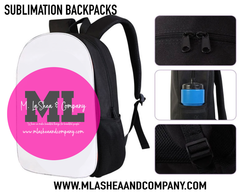 Sublimation Backpack White with Full Detachable front – M LaShea