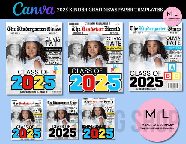 2025 CANVA KINDER GRAD NEWSPAPERER TEMPLATES