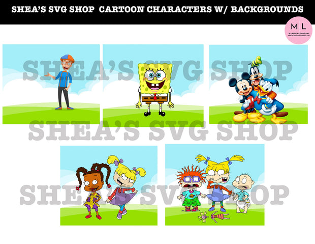 Cartoon Characters w/ Backgrounds