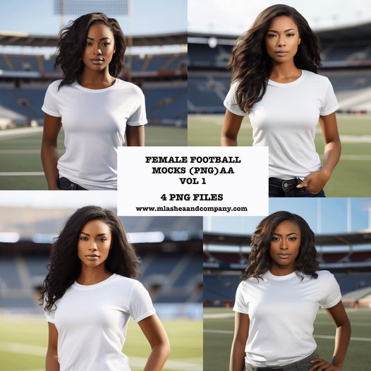 Female Football Mock-ups VOL 1 African American, Set of 4)