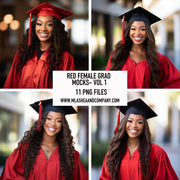 Red Female Grad Mock Models Vol 1 (PNG)