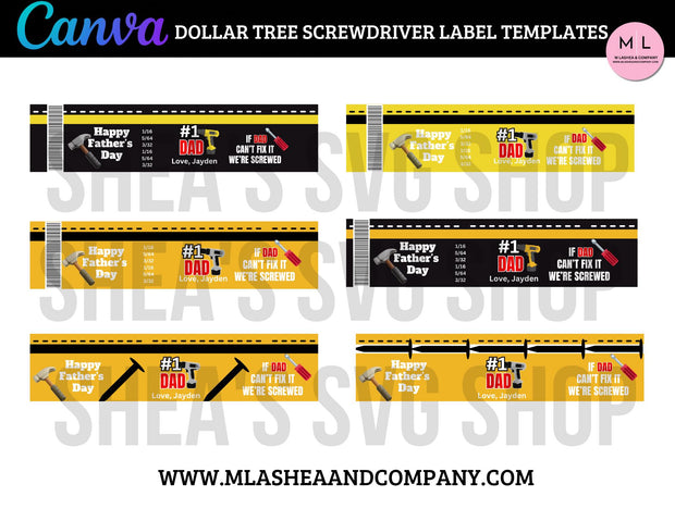 CANVA Dad Dollar Tree Screwdriver Label Templates