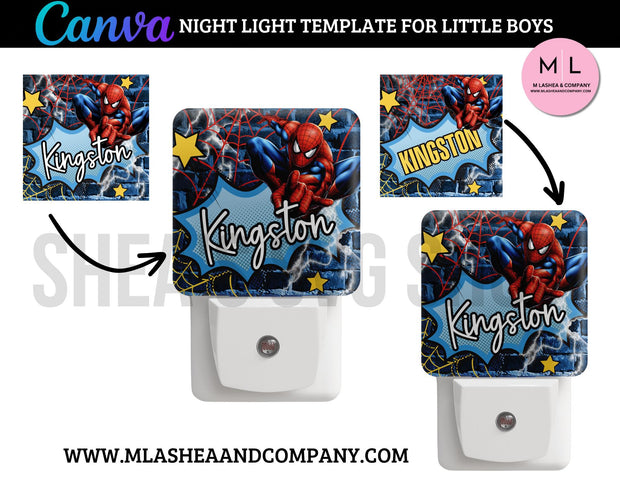 Sublimation Spider-Man Night Light Template for Little Boys