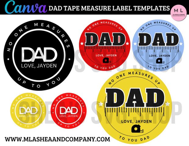 CANVA Dad Tape Measure Label Templates
