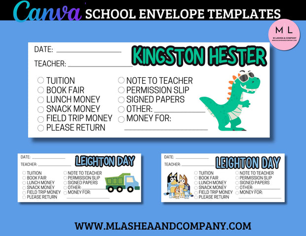 Canva School Envelopes Template Bundle