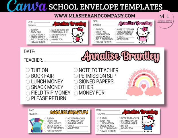 Canva School Envelopes Template Bundle