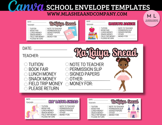 Canva School Envelopes Template Bundle