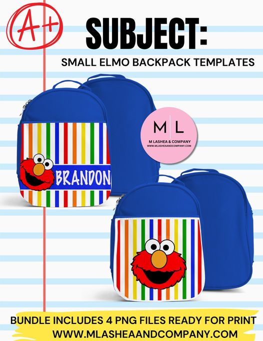 Elmo Small Backpack PNG Bundle