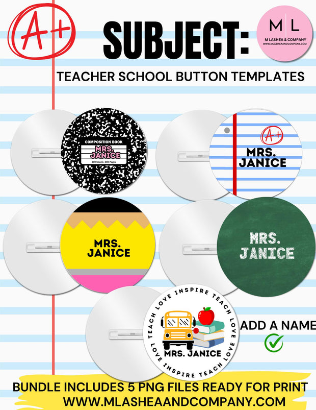 Canva Teacher Button Template Bundle