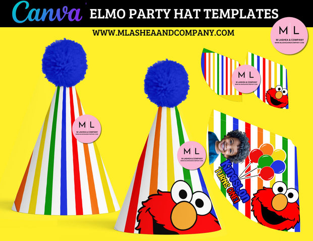 Canva Elmo Party Hat Template Bundle