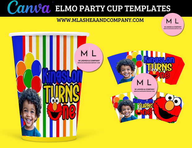 Canva Elmo Party Cup Template Bundle (9 oz)