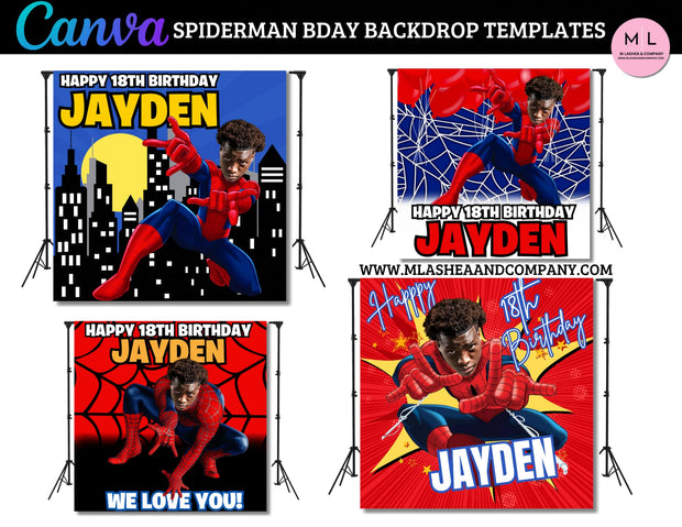 CANVA Spiderman Bday Backdrop Templates