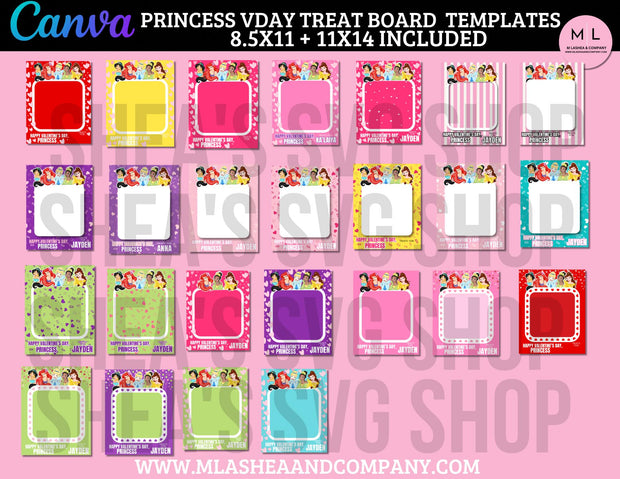 Canva Princess Vday Treat Board Templates