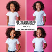 Little Girl White Shirt Pinn Background Mock Models Vol 1 (PNG)