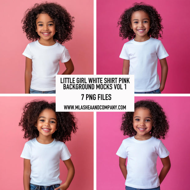 Little Girl White Shirt Pinn Background Mock Models Vol 1 (PNG)