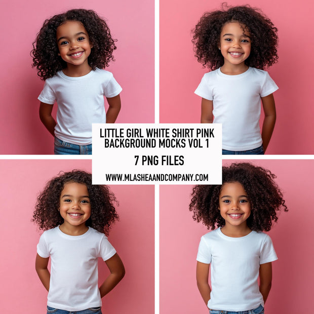 Little Girl White Shirt Pinn Background Mock Models Vol 1 (PNG)