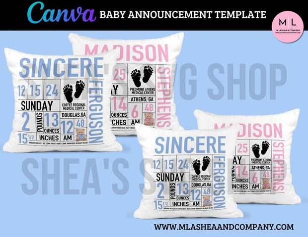 CANVA Baby Announcement Template