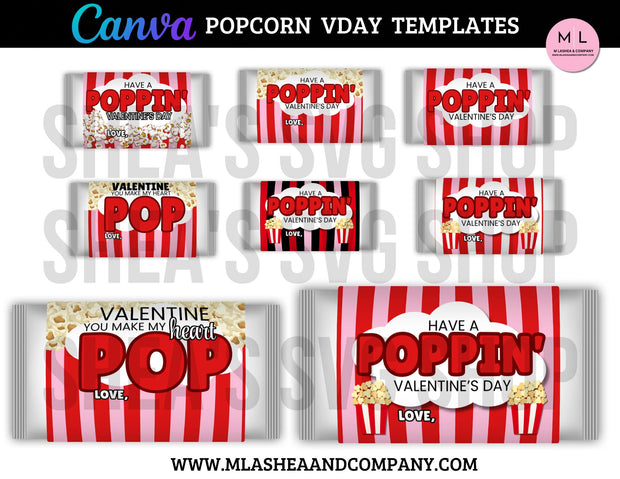 Canva Popcorn Vday Label Templates