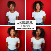 AA White Shirt Red Background Mock Models Vol 1 (PNG)