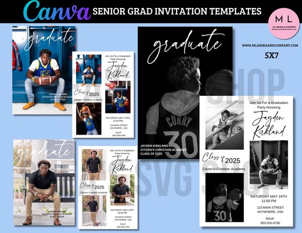 CANVA GRAD INVITE TEMPLATES 5x7