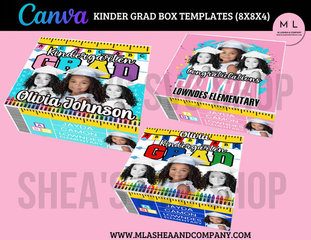 Canva Kinder Grad Box Label Templates