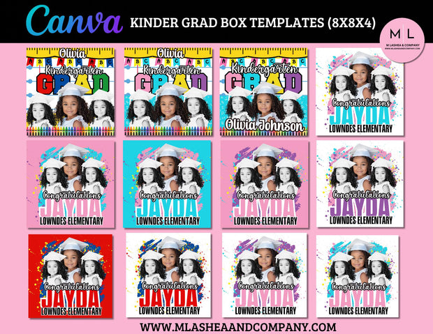 Canva Kinder Grad Box Label Templates