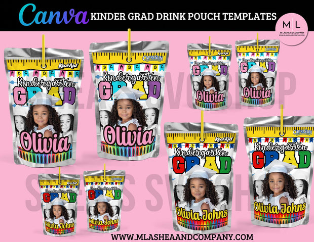 Canva Kinder Grad Drink Pouch Templates