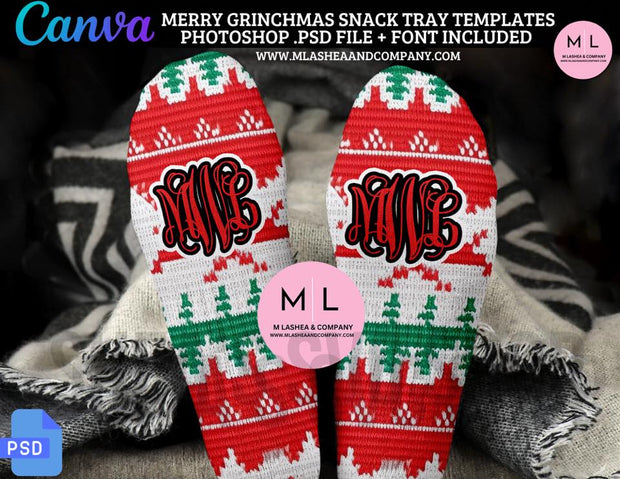 Christmas Sock Templates (Canva + PSD)