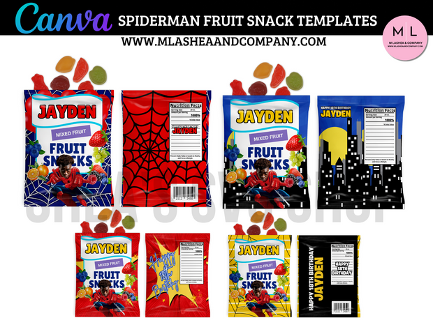 CANVA Spiderman Bday Fruit Snack Templates