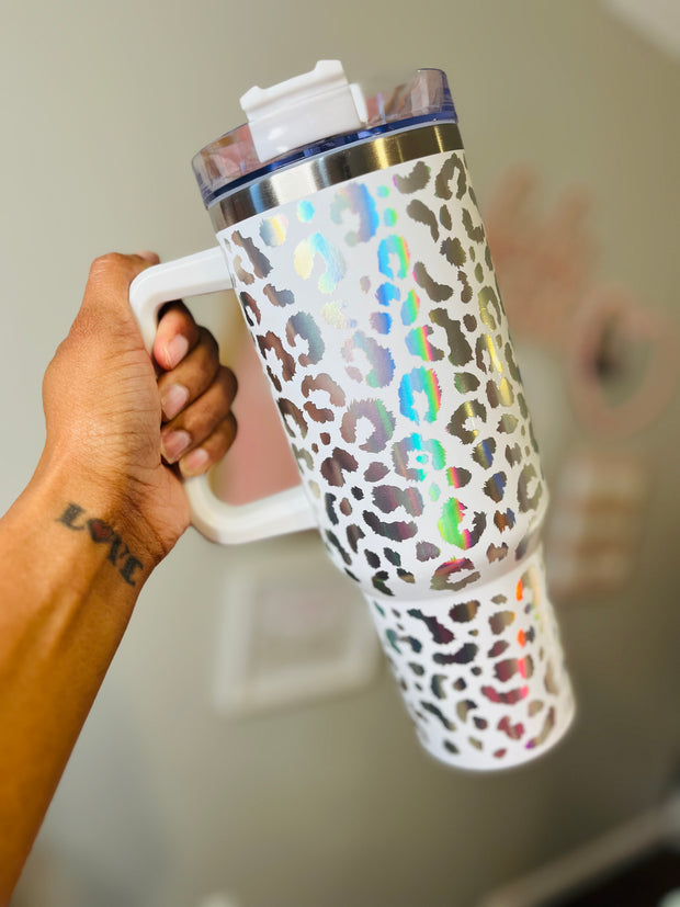 40 oz Tumbler with Handle - Laser Engraved Leopard Print Design — Wichita  Gift Company