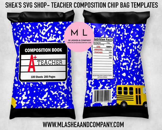 Teacher Composition Chip Bag Templates